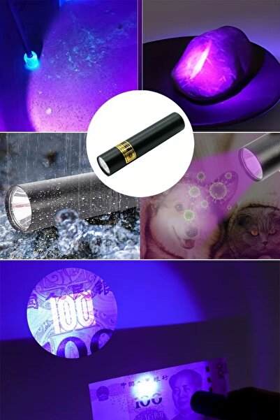 Buffer ® Mini Cep Boy USB İle Şarj Olan Oje Kurutucu Para Kontol LED UV Mor Işık El Feneri