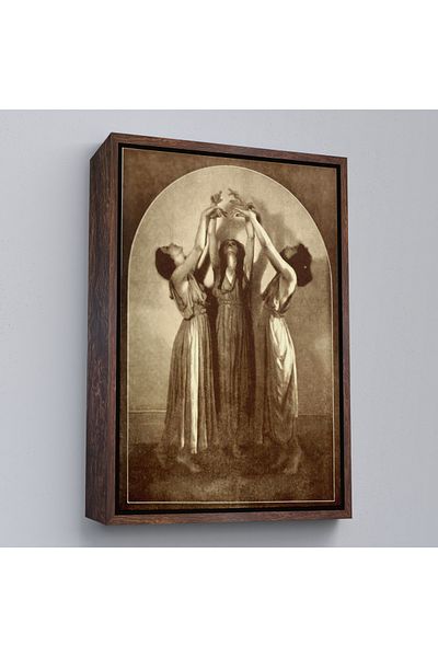 Harita Sepeti Women Dancing Too of the Shabbat Moon with White Frame Decorative Wall Painting Halloween