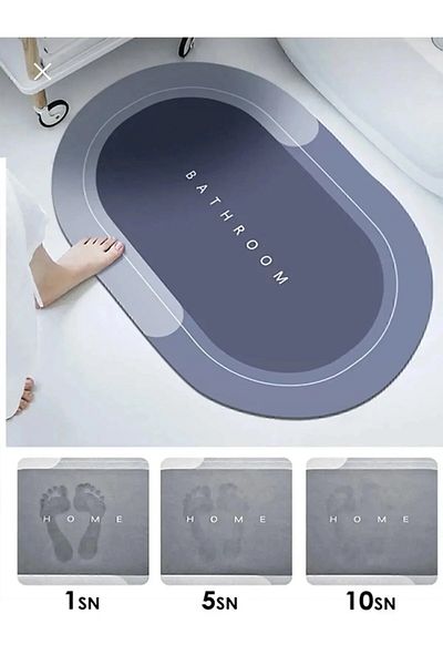 Keyfi Sepet Covoraș de baie magic absorbant de apă cu bază anti-alunecare Covoraș de abluție rotund 3,5 mm 40x60