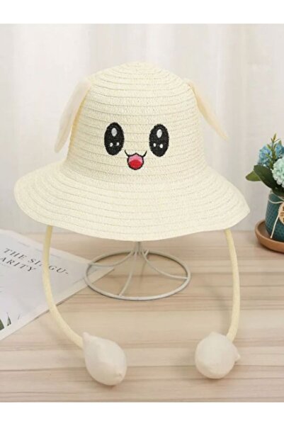 EyER Shoping Noul sezon drăguț Pălărie de soare din paie cu pompă și sunet Re...