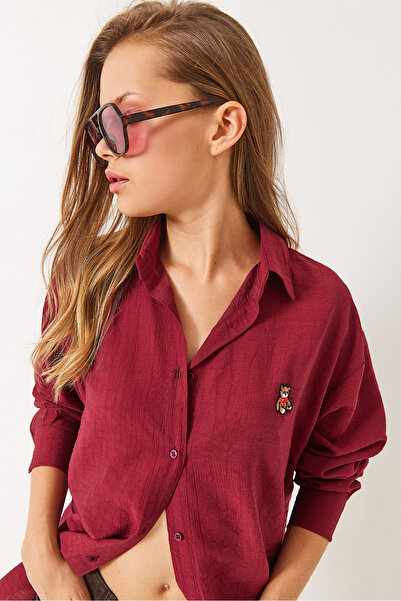 Bianco Lucci Women's Teddy Embroidered Crash Shirt 60283106