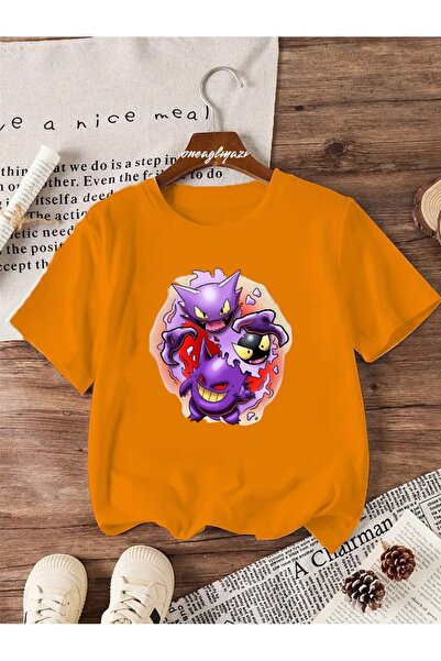 H&GHAMLEGİYİM تي شيرت Gengar Pokemon مطبوع للأطفال مقاس كبير