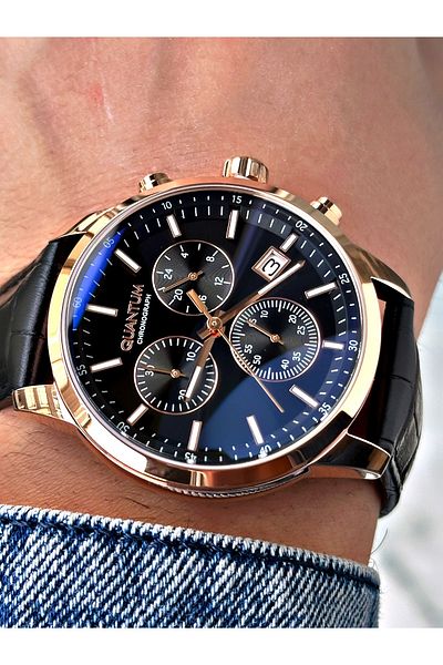 Quantum Black-Copper Color Men's Wristwatch, 10 Atm Water Resist Steel Case Pwg1197Sz
