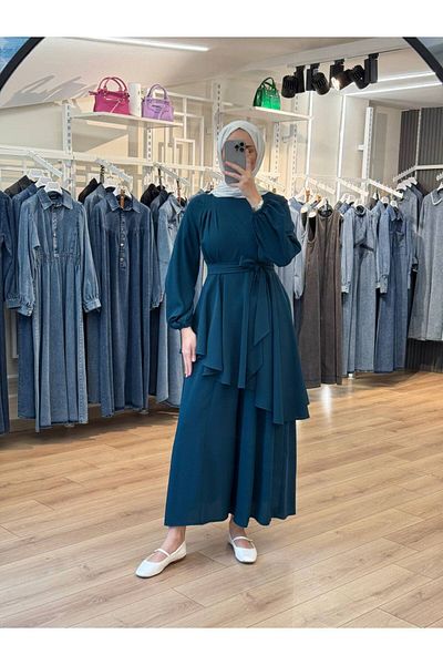 OlaLady Women's Asymmetrical Flared Tunic Hijab Pants Blouse Set of 2