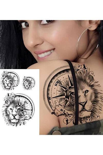 Miyoste Aslan Saat 3 Boy Kol Bilek Vücut Geçici Dövme Tattoo