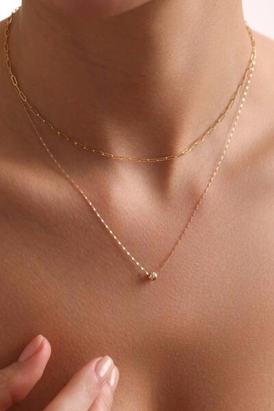 Bayar Gold 14 Ayar Altın Dorika ve Ataç Kombin Kolye