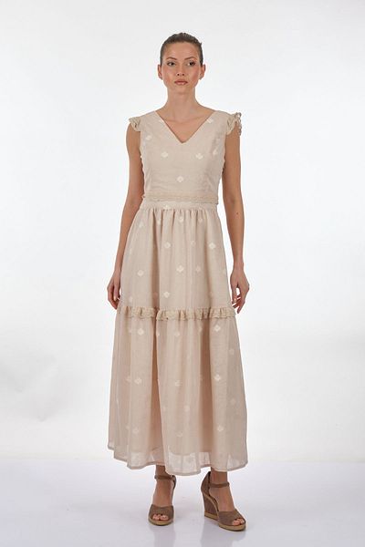 Unique fashion Rochie casual midi brodata cu decolteu in V Unique Mode - Stil Boem