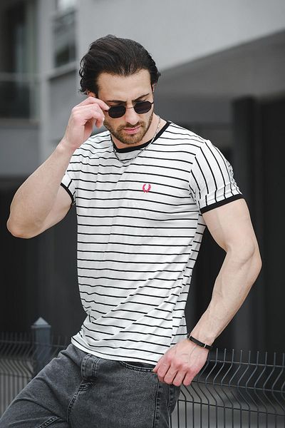 Oksit Ανδρικό μπλουζάκι Ft 2444 Striped Crew Neck Lycra Slim Fit