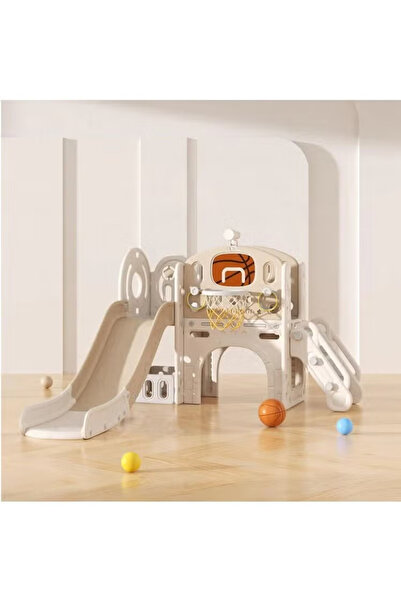 FULLJOY زحليقة كبيرة مع جسر ومنطقة العاب وكرة سلة 186*153*111 سم