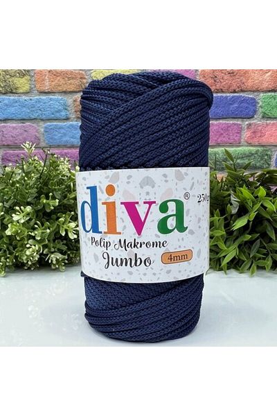 Diva İplik Μπλε Navy PP Macrame Jumbo 250 gr (4 mm) 262U370