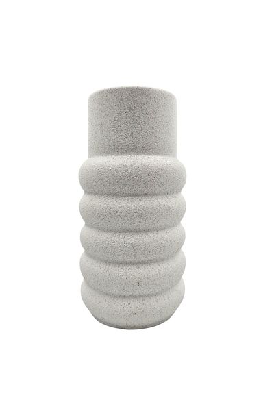 Arti Casa Vaza decorativă, din porțelan, model dungi, 20x10 cm, culoarea alb