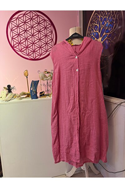 İtalyan Pembe Keten Yelek