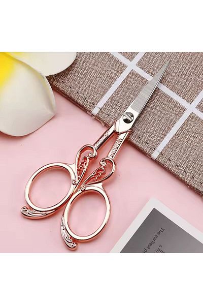 OZN AKSESUAR Promise Engagement Scissors, Ribbon Opening Special Day Merasim Sewing Embroidery Scissors Goldrose