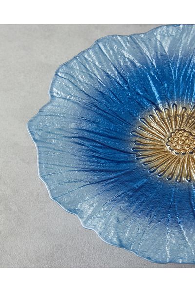 English Home Sunflower Glass Cake Stand 21 cm Blue