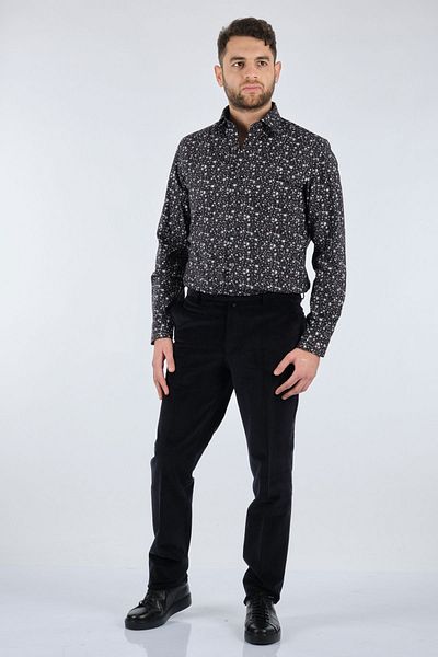 Ecer Ανδρικό παντελόνι Velvet Pipe Leg Normal Waist Μαύρο 12032120