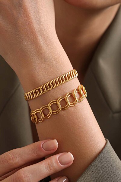 Bayar Gold 14 Ayar Altın Samanyolu ve Gurmet Kombin Bileklik