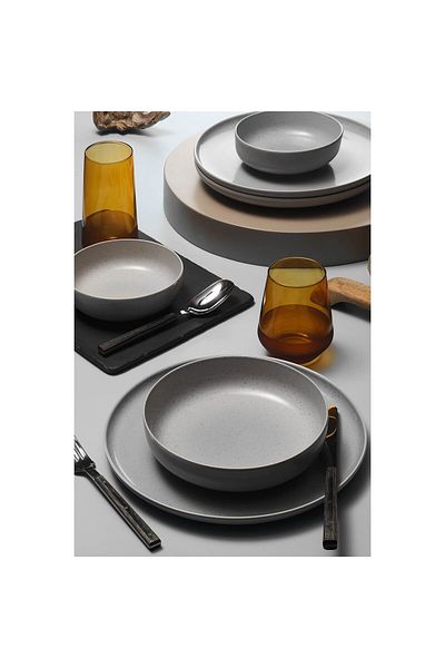 Kütahya Porselen Serviciu de masa Moderna Colore Matte, 24 piese, 6 persoane, portelan, gri mat, kutahya porselen