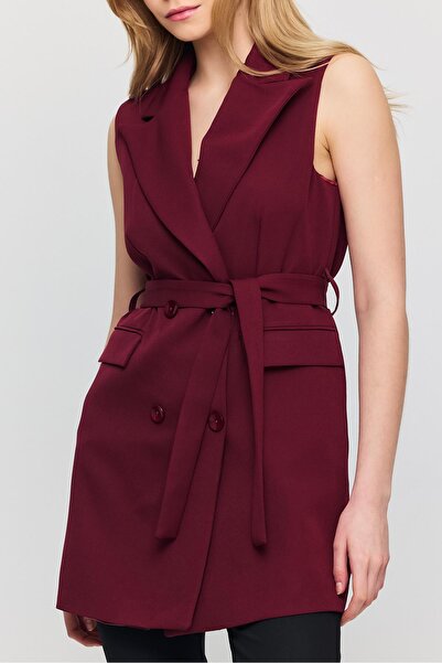 Rays 6981 Belted Four Button Vest Claret Red