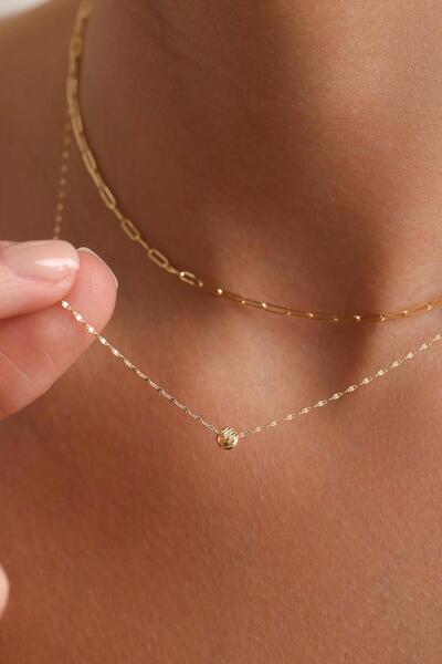 Bayar Gold 14 Ayar Altın Dorika ve Ataç Kombin Kolye