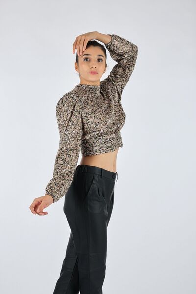 BSB Γυναικεία μπλούζα Hakim Yaka Floral Khaki 146-510039