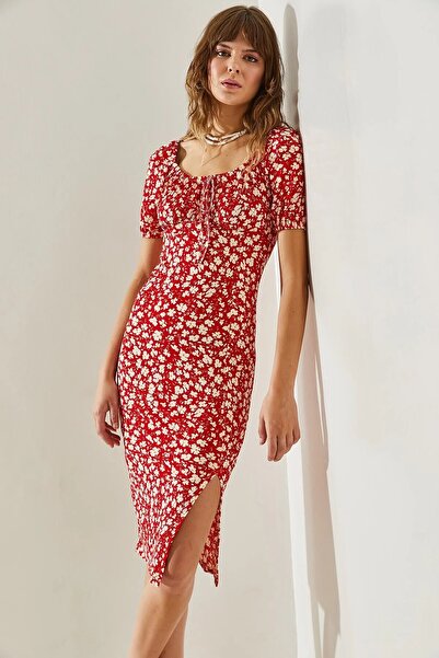 KaSheHa Summer Heart Collar Viscose Fabric Dress