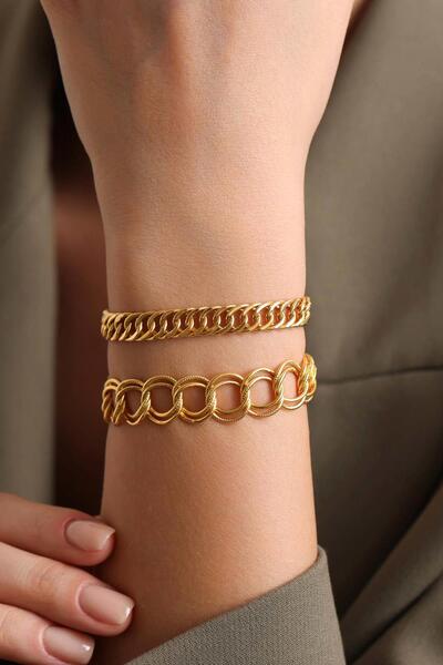 Bayar Gold 14 Ayar Altın Samanyolu ve Gurmet Kombin Bileklik