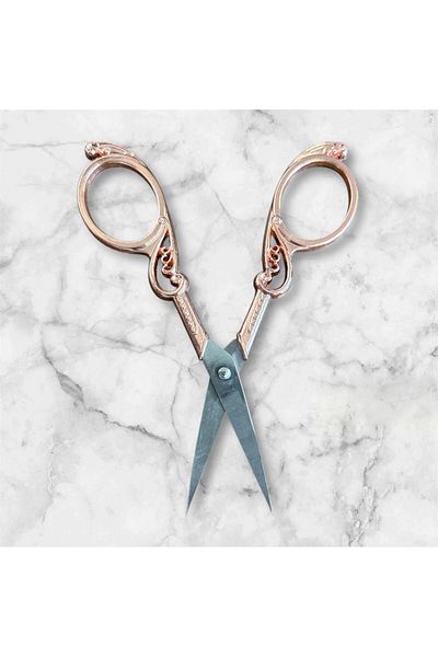 OZN AKSESUAR Promise Engagement Scissors, Ribbon Opening Special Day Merasim Sewing Embroidery Scissors Goldrose