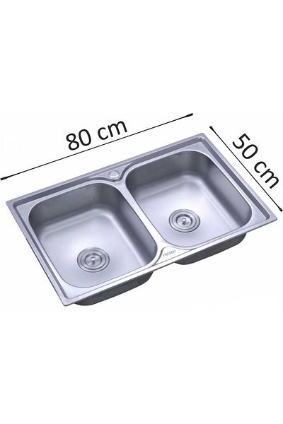 Freddo Chiuveta Freddo SN9027, Pentru blat 80x50 cm, Satinat, 2 cuve, Inox