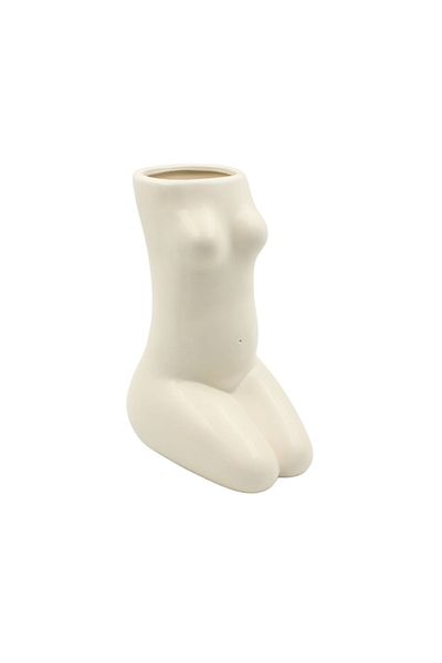 Arti Casa Vază decorativă, formă trup de femeie, din porțelan, Arti Casa, 21 x 7 cm, alb