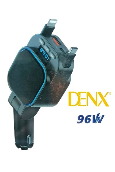 Denx راديو، شاحن سيارة بشاشة لمس رقمية مع محول شاحن سيارة USB/Type-C/Lightning بقوة 96 وات PD