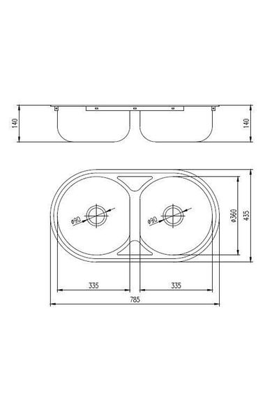 Freddo Chiuveta Bucatarie Sn9024, Pentru Blat, Cuva Stanga Si Dreapta, Anticalcar, Dimensiune 83x43.5 Cm
