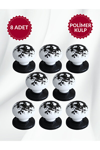 MKLAKS Polimer Plastik Düğme Siyah Tablalı Mobilya Mutfak Çekmece Dolap Kapak...