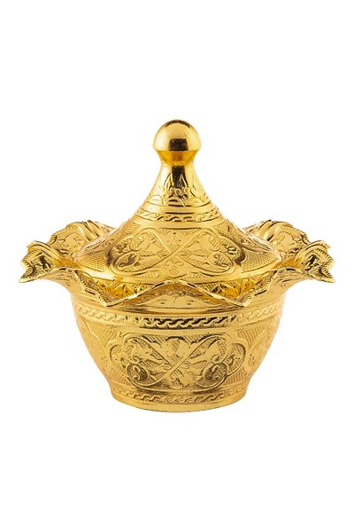 Sena 2 Pieces Lalegül Round Large Size Metal Sugar Bowl with Lid (141-2)