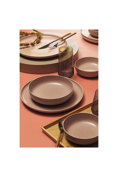 Kütahya Porselen Modern Color Matte Masa Service, 24 Pieces, 6 Person, Portelan, Rose Mat, Kutahya Porcelain