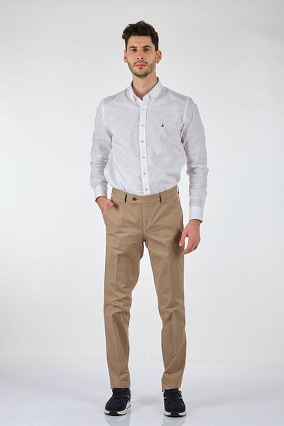 Ecer Ανδρικό παντελόνι Slim Fit Skinny Leg Normal Waist Beige