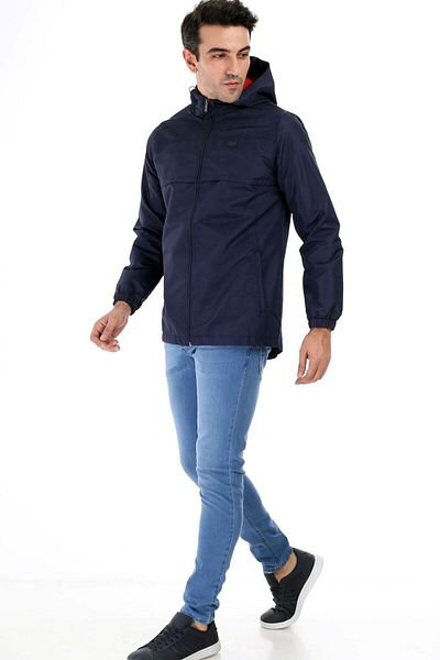 Enrico Ferry Men's Hooded, Straight Waist, Sleeves, Elastic, Zippered Raincoat Edy2384l