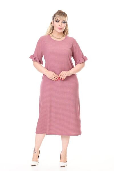 modayız Καλοκαιρινό κοντομάνικο ελαστικό φόρεμα μεγάλου μεγέθους 9F-2656