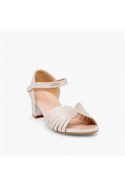 Flora Bella by Shoexpress Flora Bella Textured Block Heel Sandals with Hook and Loop Closure