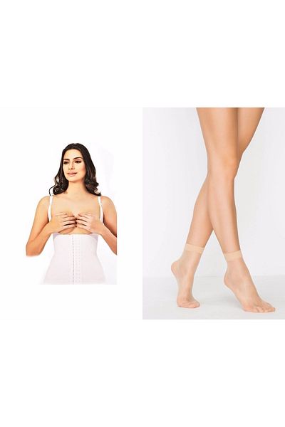 Momslab Women's Strappy 1 Size Showing Small Firming Maternity Waist-Belly Corset with Socks Gift