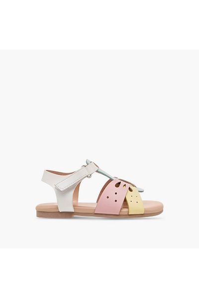 Flora Bella by Shoexpress Flora Bella Cutwork Detail Sandals with Hook and Loop Closure