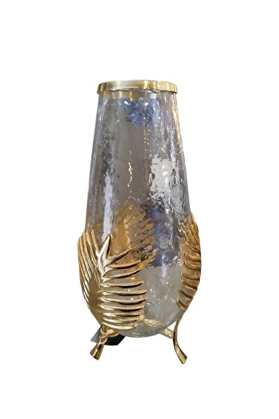 Mikasa Moor Gold metal yapraklı cam vazo 15x35 cm