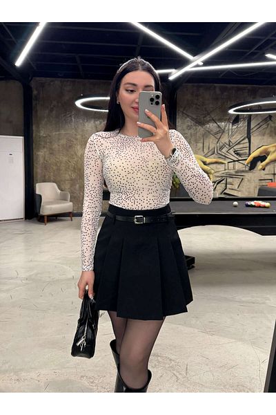 missswans Vladya Polka Dot White Blouse