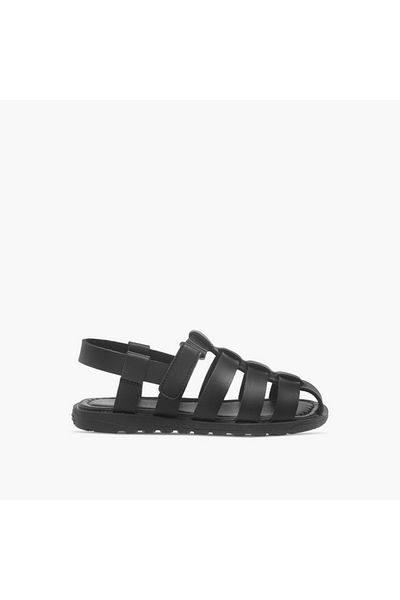 Mister Duchini Solid Cage Sandals with Hook and Loop Closure