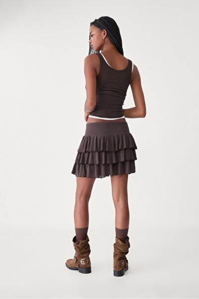 Stradivarius Fırfırlı mini etek