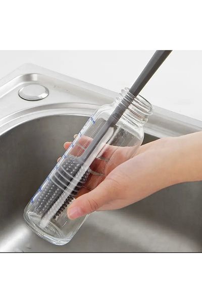 Home Silicone Long Handled Cup and Bottle Cleaning Brush |   Flexible Bristles, Ergonomic Handle, 28 cm