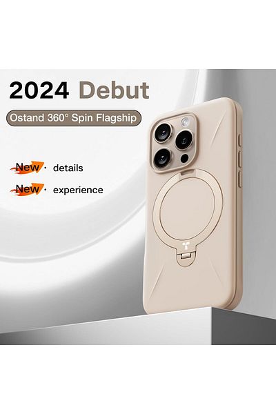 TORRAS حامل مغناطيسي دوار 360 درجة لهاتف iPhone 16 Pro Max، Magsafe، Mil-STD، PC، حامل مقاوم للصدمات - ذهبي صحراوي