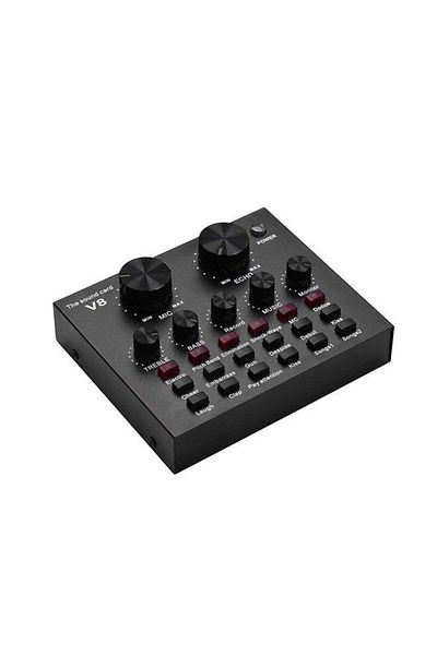 COOYA Professional Intelligent Volume Adjustable Audio Mixer Live V8s Sound Card Black