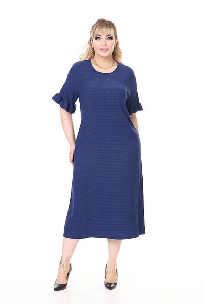modayız Summer Short Sleeve Stretchy Plus Size Navy Dress 16D-2659