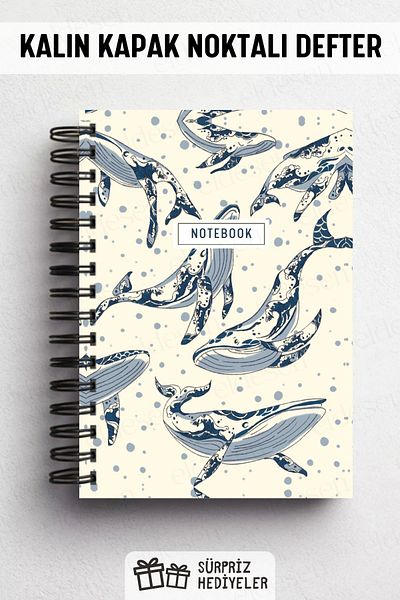 Eldesen Tasarım Spiral Thick Cover Dotted Notebook, A5 Size 80 Sheets 160 Pages, Dotted Notebook