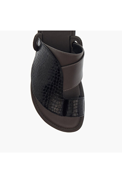 LBL by Shoexpress Textured Slip-On Arabic Sandals with Toe Loop Detail